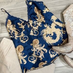 Elegant Navy and Gold Women's Top